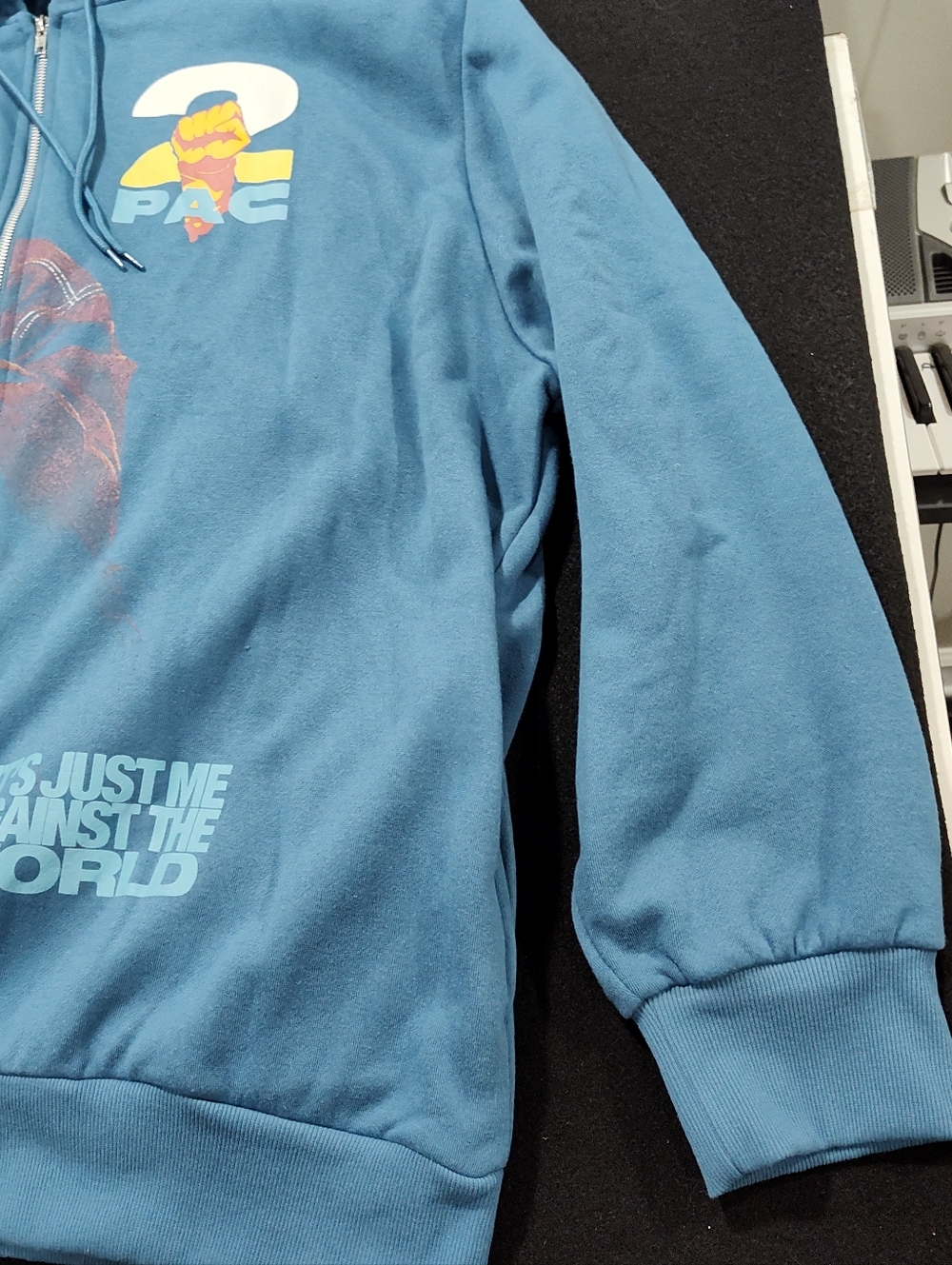 Tupac Shakur Men's Blue Steel 2PAC Graphic Full-Zip Jacket/Hoodie, Size XXXL - Picture 5 of 13